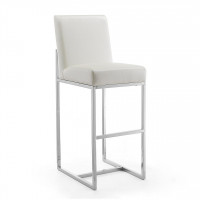 Manhattan Comfort BS010-PW Element 42.13 in. Pearl White and Polished Chrome Stainless Steel Bar Stool